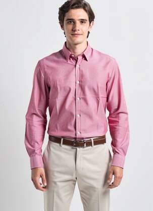 Chemise manches longues coupe cintrée rouge CAMBERABERO homme