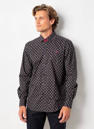 Chemise manches longues imprimé fantaisie noir CAMBERABERO homme
