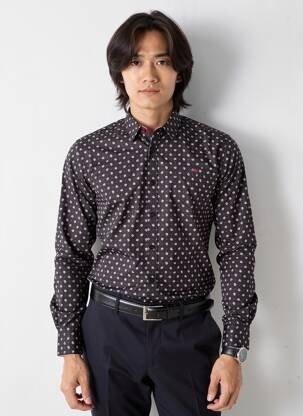 Chemise manches longues imprimé fantaisie noir CAMBERABERO homme