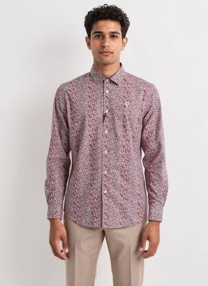 Chemise manches longues imprimé fleurs rouge CAMBERABERO homme