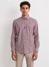 Chemise manches longues coupe cintrée rouge CAMBERABERO homme