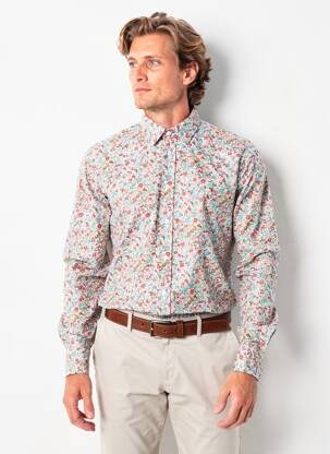 Chemise manches longues imprimé fleurs rouge CAMBERABERO homme