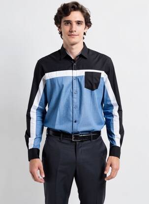 Chemise manches longues poches noir CAMBERABERO homme