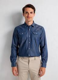Chemise manches longues poches bleu CAMBERABERO homme