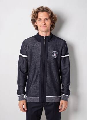 Gilet manches longues tissage chiné bleu CAMBERABERO homme