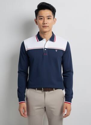 Polo manches longues manches longues bleu CAMBERABERO homme