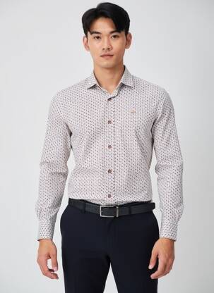Chemise manches longues coupe cintrée marron CAMBERABERO homme