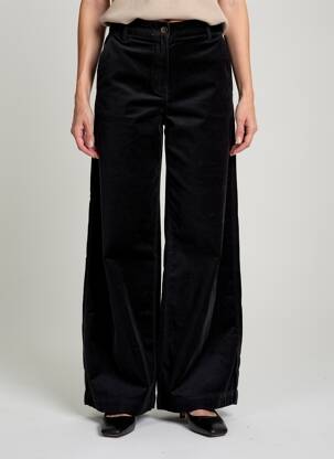 Pantalon large fermeture zippée sous rabat boutonné taille normale noir HOD femme