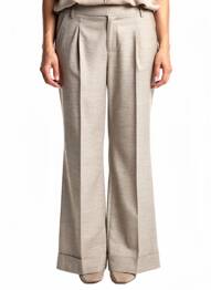Pantalon flare fermeture zippée sous rabat avec crochet taille normale gris HANA SAN femme