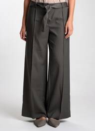 Pantalon large fermeture zippée sous rabat boutonné taille normale gris HANA SAN femme
