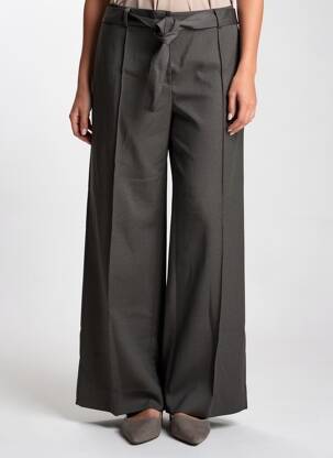 Pantalon large fermeture zippée sous rabat boutonné taille normale gris HANA SAN femme