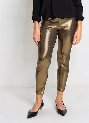 Legging effet matière satinée taille normale or GOLDA femme