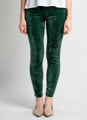 Legging effet matière satinée taille normale vert GOLDA femme