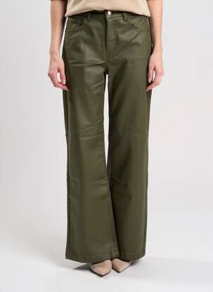 Pantalon flare fermeture zippée sous rabat boutonné vert MAISON ONADO femme