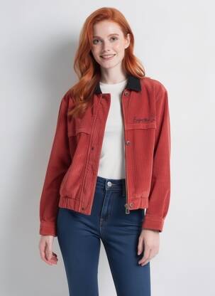 Blouson manches longues rouge ROSE GARDEN femme