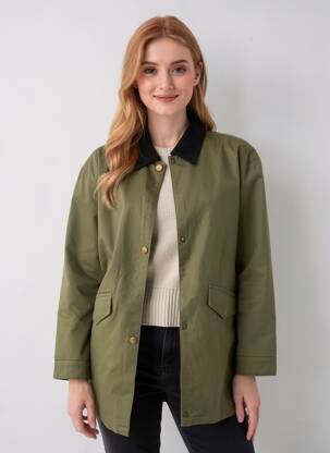 Trench tissage popeline sans capuche vert ROSE GARDEN femme