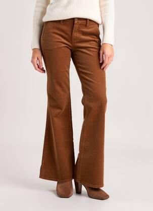 Pantalon flare stretch taille normale jaune HAPPY femme