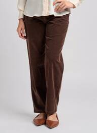 Pantalon chino fermeture zippée sous rabat boutonné taille normale marron HAPPY femme