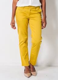 Pantalon chino stretch taille normale jaune HAPPY femme