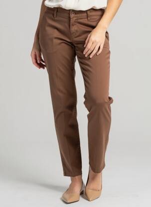 Pantalon chino tissage popeline taille normale marron HAPPY femme