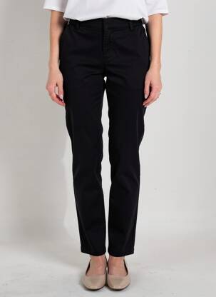 Pantalon chino fermeture zippée sous rabat boutonné taille normale noir HAPPY femme