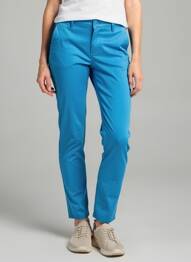 Pantalon chino tissage popeline taille normale bleu HAPPY femme