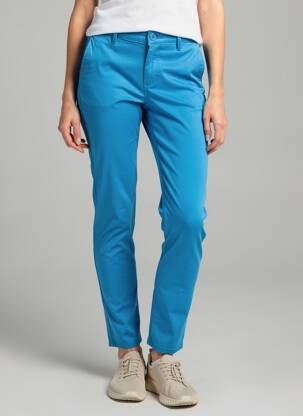 Pantalon chino tissage popeline taille normale bleu HAPPY femme