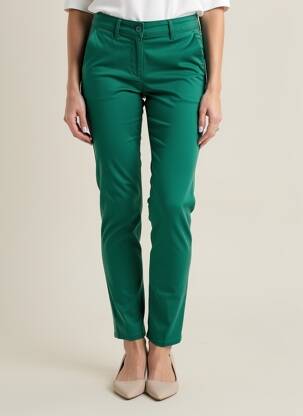 Pantalon chino tissage popeline taille normale vert HAPPY femme