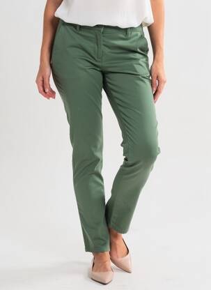 Pantalon chino tissage popeline taille normale vert HAPPY femme