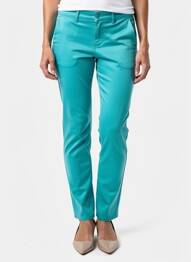 Pantalon chino fermeture zippée sous rabat boutonné taille normale bleu HAPPY femme