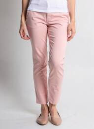 Pantalon chino fermeture zippée sous rabat boutonné taille normale rose HAPPY femme
