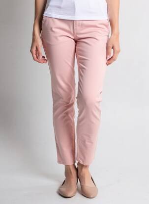 Pantalon chino fermeture zippée sous rabat boutonné taille normale rose HAPPY femme