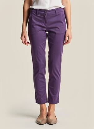Pantalon chino fermeture zippée sous rabat boutonné taille normale violet HAPPY femme