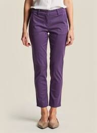 Pantalon chino fermeture zippée sous rabat boutonné taille normale violet HAPPY femme