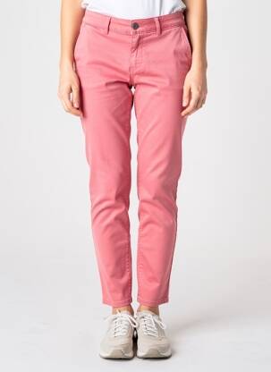 Pantalon chino fermeture zippée sous rabat boutonné taille normale rose HAPPY femme