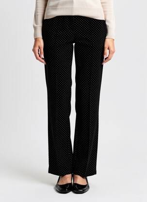 Pantalon droit fermeture zippée sous rabat avec crochet noir LA PETITE ETOILE femme