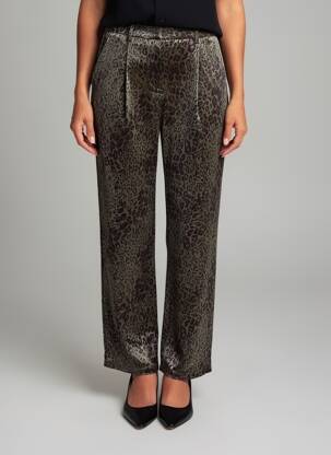 Pantalon droit fermeture zippée sous rabat avec crochet vert MOLLY BRACKEN femme