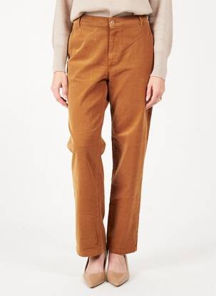 Pantalon droit fermeture zippée sous rabat boutonné beige HAPPY femme