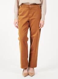 Pantalon droit fermeture zippée sous rabat boutonné beige HAPPY femme