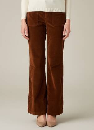Pantalon flare fermeture zippée sous rabat boutonné marron LA PETITE ETOILE femme