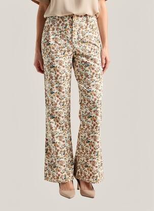 Pantalon flare fermeture zippée sous rabat boutonné beige LA PETITE ETOILE femme