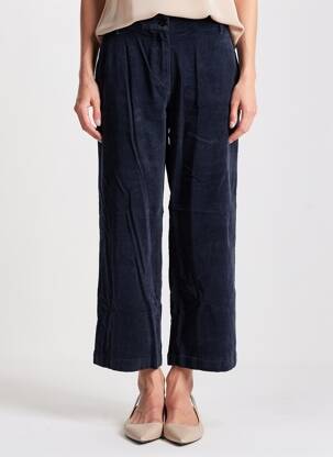 Pantalon 7/8 fermeture zippée sous rabat boutonné bleu ICHI femme