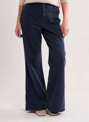 Pantalon flare fermeture zippée sous rabat boutonné bleu HAPPY femme