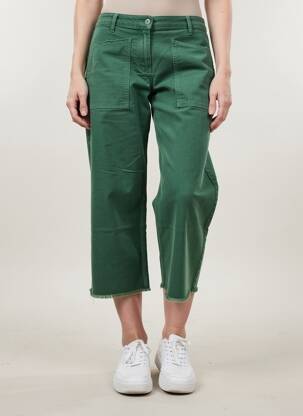 Pantalon 7/8 fermeture zippée sous rabat boutonné vert HAPPY femme
