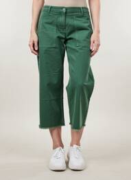 Pantalon 7/8 fermeture zippée sous rabat boutonné vert HAPPY femme