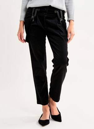 Pantalon slim fermeture zippée sous rabat boutonné noir LILI SIDONIO femme