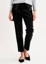 Pantalon slim fermeture zippée sous rabat boutonné noir LILI SIDONIO femme