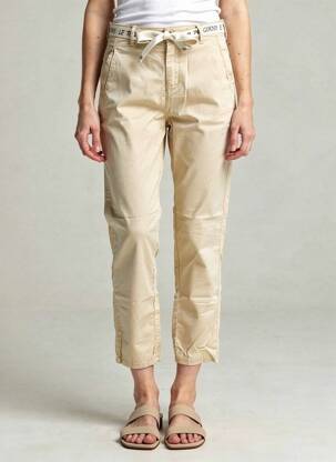 Pantalon 7/8 fermeture zippée sous rabat boutonné beige clair LE TEMPS DES CERISES femme