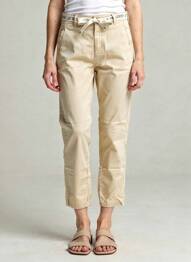 Pantalon 7/8 fermeture zippée sous rabat boutonné beige clair LE TEMPS DES CERISES femme