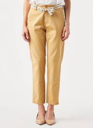 Pantalon 7/8 fermeture zippée sous rabat boutonné beige LE TEMPS DES CERISES femme